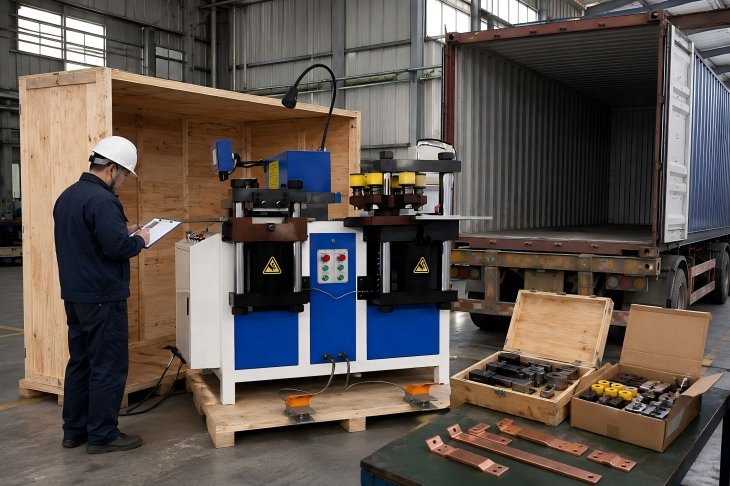 Busbar processing machine export packaging and shipment preparation